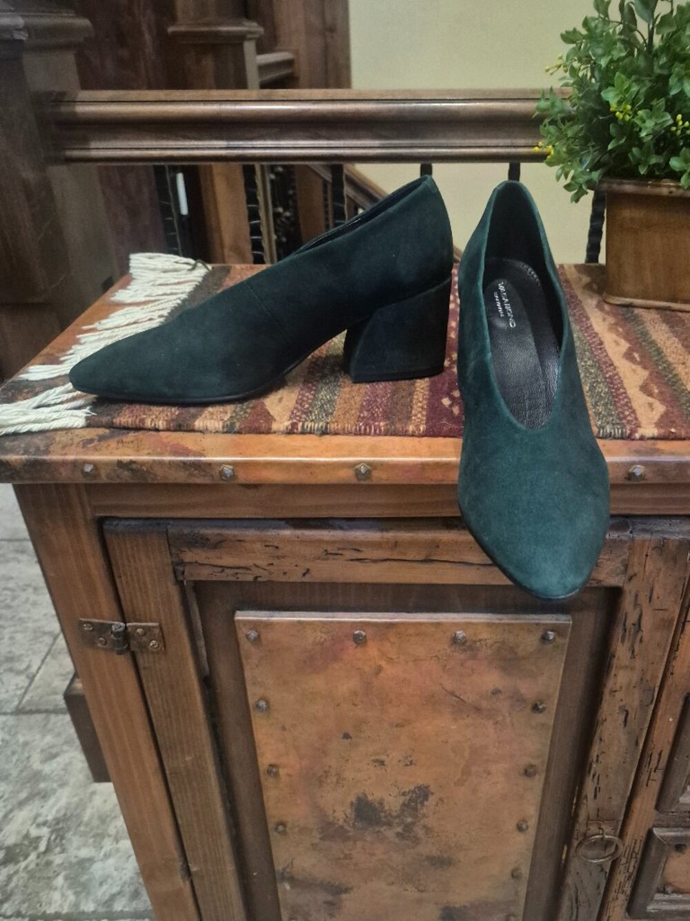 Dark Green Suede Pumps